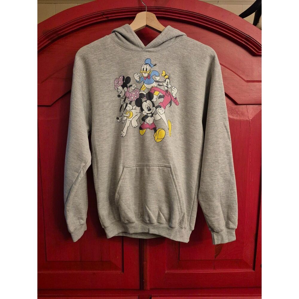 Disney Size Small Hoodie Sweatshirt Gray Grey Tultex Mickey and Friends Cute EUC